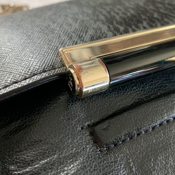 Diane Von Furstenberg 440 Black Leather Micro Mini Exotic Print Bag Chain Strap - Picture 15 of 16